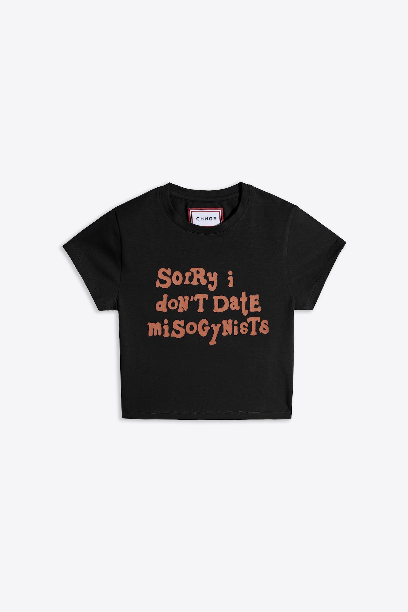 Sorry I Don't Date Misogynists S/S Mini Stretch Jersey Tee (Black)